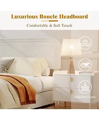 gaomon Full Size Boucle Upholstered with Headboard and 2 Storage Drawers Bed Frame