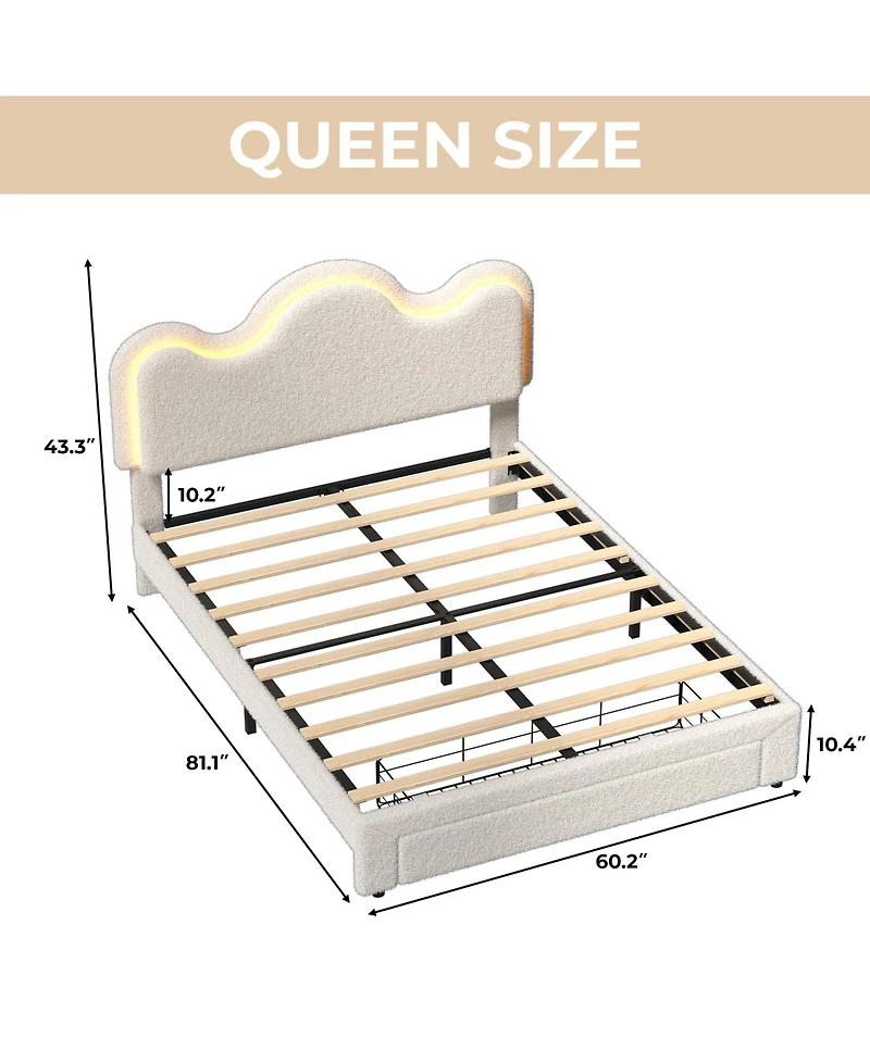 gaomon Queen Bed Frames Lamb Velvet Twin Beds Cute Platform Bed Frame for Girls, Boys,Sturdy Platform Bed
