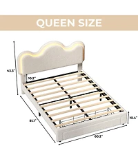 gaomon Queen Bed Frames Lamb Velvet Twin Beds Cute Platform Bed Frame for Girls, Boys,Sturdy Platform Bed