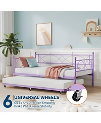 gaomon Metal Twin Daybed and Trundle Set, Day Bed Sofa Bed Frame with Steel Slat Support