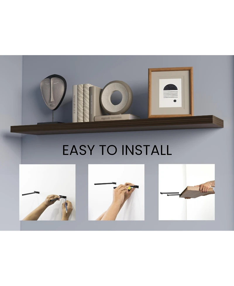 Fm Furniture Greer Floating Shelf in Melamine x2, Dark Oak