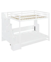 Full Over Full Size Murphy Bed with Hydraulic Lift & Desk Design