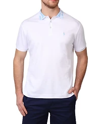 Tailorbyrd Men's Modal Pique Polo with Floral Jacquard Collar