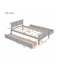 gaomon Twin Size Wood Platform Bed With 4 Drawers And Streamlined Headboard & Footboard Solid Wood+Mdf Bed Frame