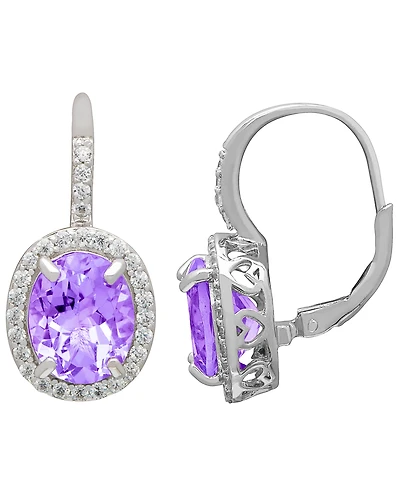 Macy's Amethyst (2.40 ct. t.w.) And White Topaz (0.56 Lever Back Drop Earrings Sterling Silver (Also Available Blue Topaz)