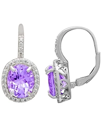 Macy's Amethyst (2.40 ct. t.w.) And White Topaz (0.56 Lever Back Drop Earrings Sterling Silver (Also Available Blue Topaz)