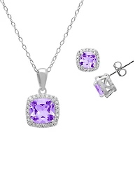 Macy's 2-Pc. Blue Topaz (4-1/2 ct. t.w.) and White (0.64 Pendant Necklace & Matching Earrings Set Sterling Silver