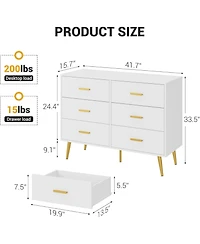 gaomon 6-Drawer Dresser for Bedroom, 41.7" Wide Cabinet, Fabric Storage Tower, Steel Frame, Closet Organizer, Living Room, Hallway