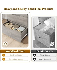 gaomon 5-Drawer Vertical Dresser, 50.5" Tall, Freestanding Wooden Chest, Closet Storage for Bedroom, Living Room, Hallway, Gray