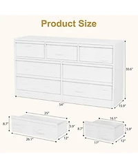 gaomon 7-Drawer Modern Double Dresser Organizer, Large Storage Wooden Chest for Bedroom, Living Room, Nursery, White