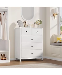 gaomon 5-Drawer Wooden Modern Tall Dresser with Deep Drawers and Metal Knobs