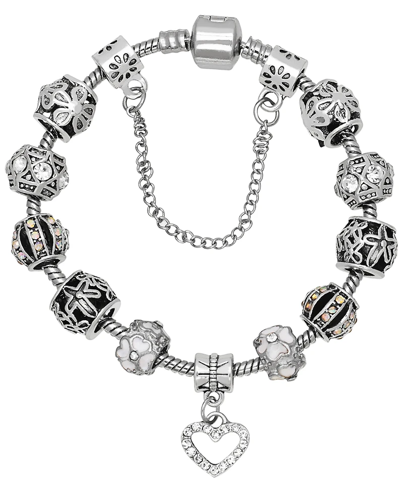 Macy's Heart Crystal Stone Charm Bracelet