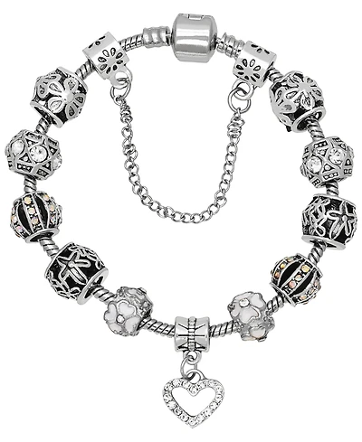 Macy's Heart Crystal Stone Charm Bracelet