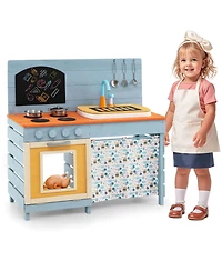 Costway Play Kitchen for Kids Wooden Toy Kitchen Playset with Removable Circulation Faucet