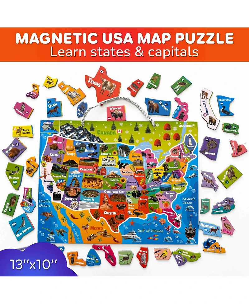 Quokka Magnetic Realistic Puzzles States Map for Kids 4-6 Years - Montessori Toys Geography Learning