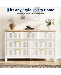 gaomon 7 Drawer Dresser with Textured Fronts, Wide Storage Chest for Bedroom, Living Room, Entryway, Tv Stand