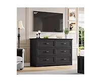 gaomon 6-Drawer Modern Dresser with Wide Metal Handle, Closet Organizer Storage Chest, Clothes Cabinet for Bedroom, Living Room