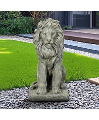 Sunjet Guardian Lion Statue – 22.8" H Concrete Seated Lion Sculpture for Outdoor Garden, Patio, Yard & Home Decor