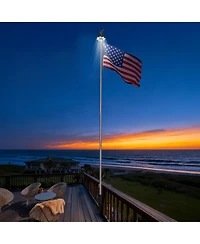 Yescom 25' Heavy Duty Flag Pole Kit with Solar Light & Deck Mount Bravery Mega 13 Gauge Aluminum Sectional Flagpole for Outdoor Patio Dock Side Silver