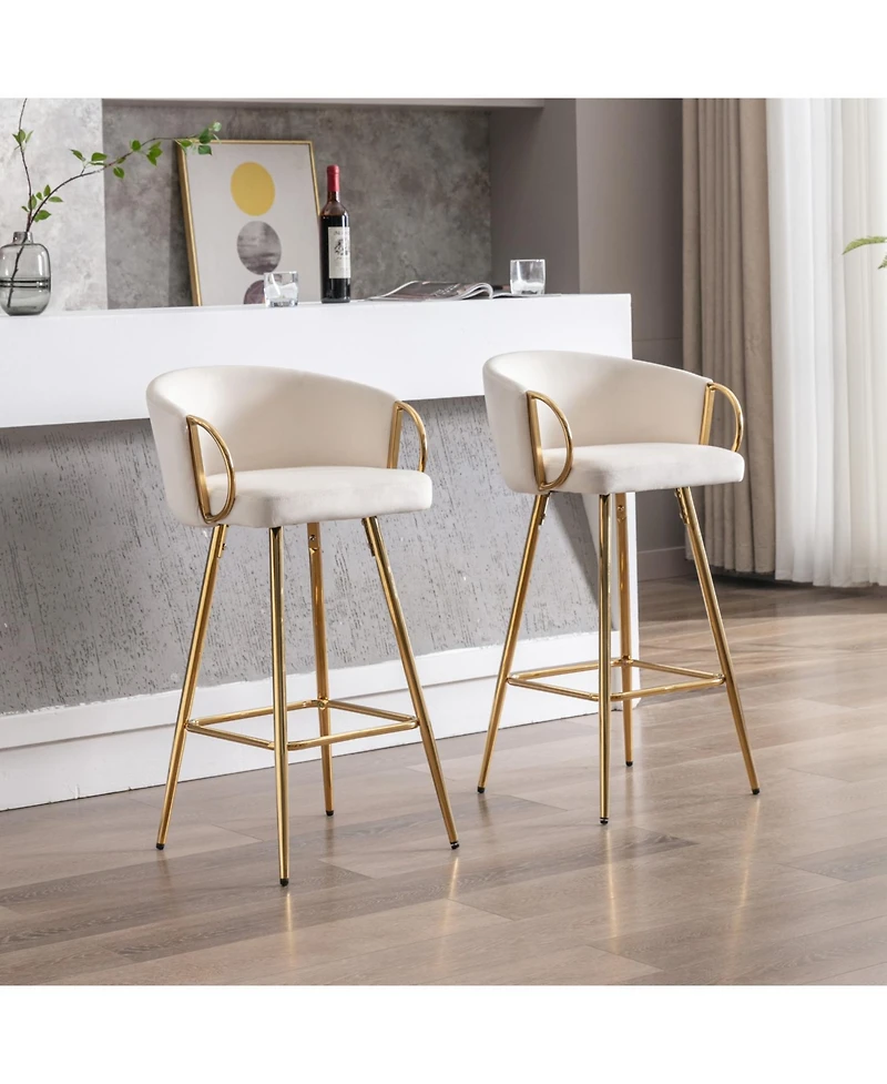 Streamdale Furniture 30 Inch Set of 2 Bar Stools Beige