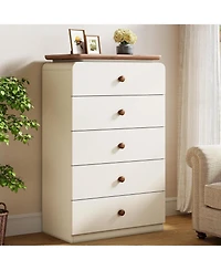 Tribesigns White Storage Cabinet with 5 Drawers, Vertiacl Drawer
