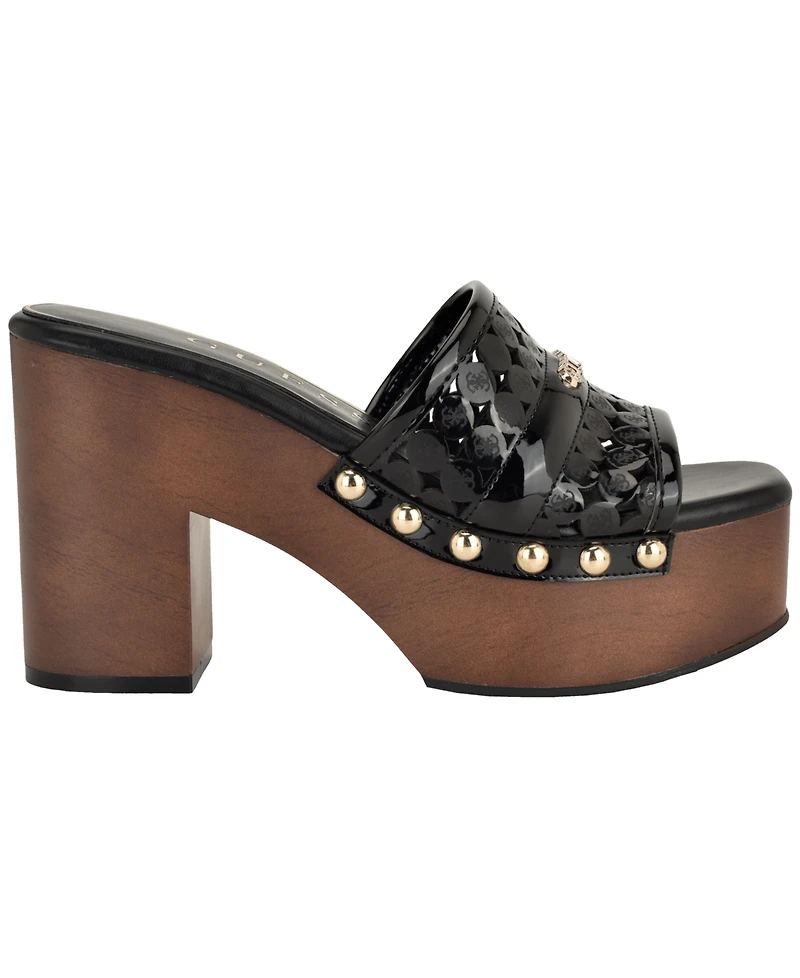 Guess Womens Quill Wooden Platform Dress Sandals