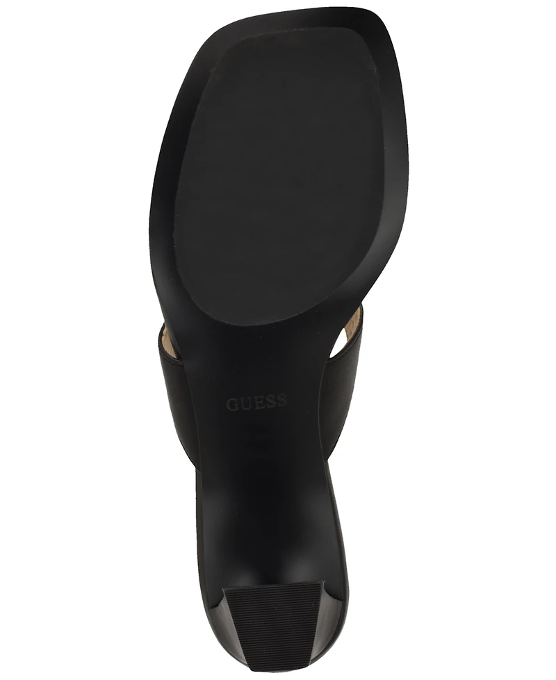 Guess Womens Yaiza Leather Thong Block Heel City Sandals