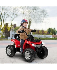 Sugift 12V Kids Ride On Atv 4 Wheeler with MP3 and Headlights-Red