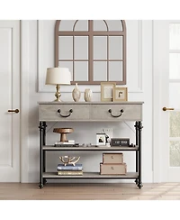 gaomon Entryway Console Table with 2 Drawers, Narrow Storage Table, Small Hallway Organizer, Shelves