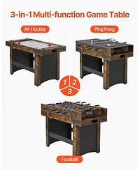 Sugift 3-in-1 Game Table 54" Combo Table with Air Hockey Ping Pong and Foosball