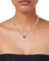 Citrine (3-3/8 ct. t.w.) & White Topaz (1/3 Xoxo Link 18" Collar Necklace 14k Gold-Plated Sterling Silver