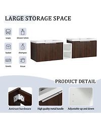 Simplie Fun Modern Wall-Mounted Vanity with Ample Storage and Resin Sink