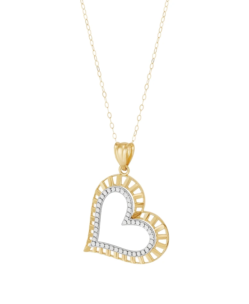 Macy's Heart Pendant Cable Chain Necklace in 10k Yellow Gold
