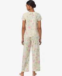 Lauren Ralph Women's V-Neck Top and Ankle Pant Pajama Set