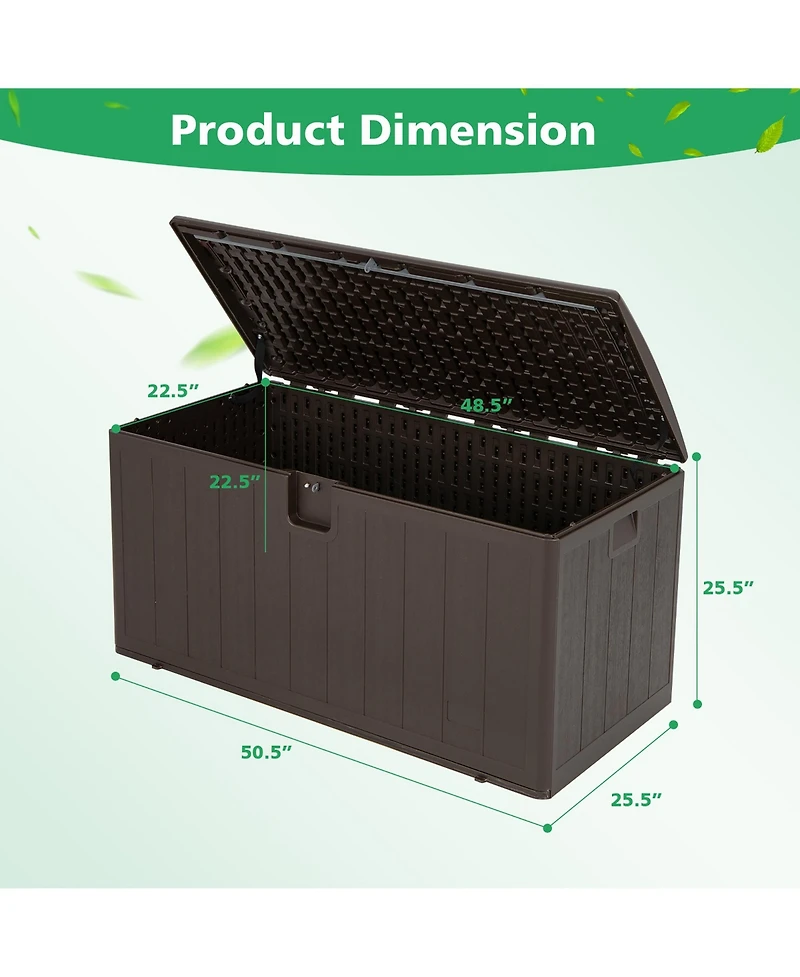 Costway 105 Gallon Outdoor Resin Deck Box All Weather Lockable Storage Container