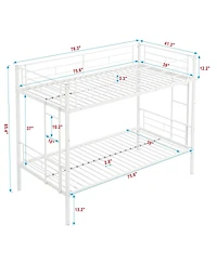 Boyel Living Metal Bunk Bed Twin Over Twin, No Box Spring Needed, Easy Assemble