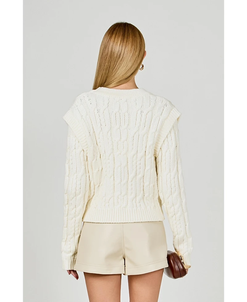 endless rose Women's Cable Knit Cardigan