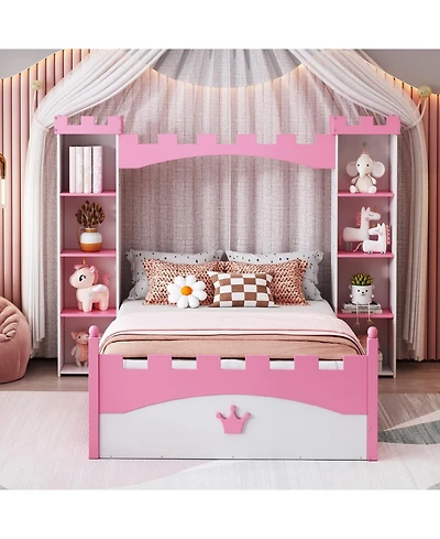 Streamdale Furniture Castle Twin Platform Bed for Kids with Storage
