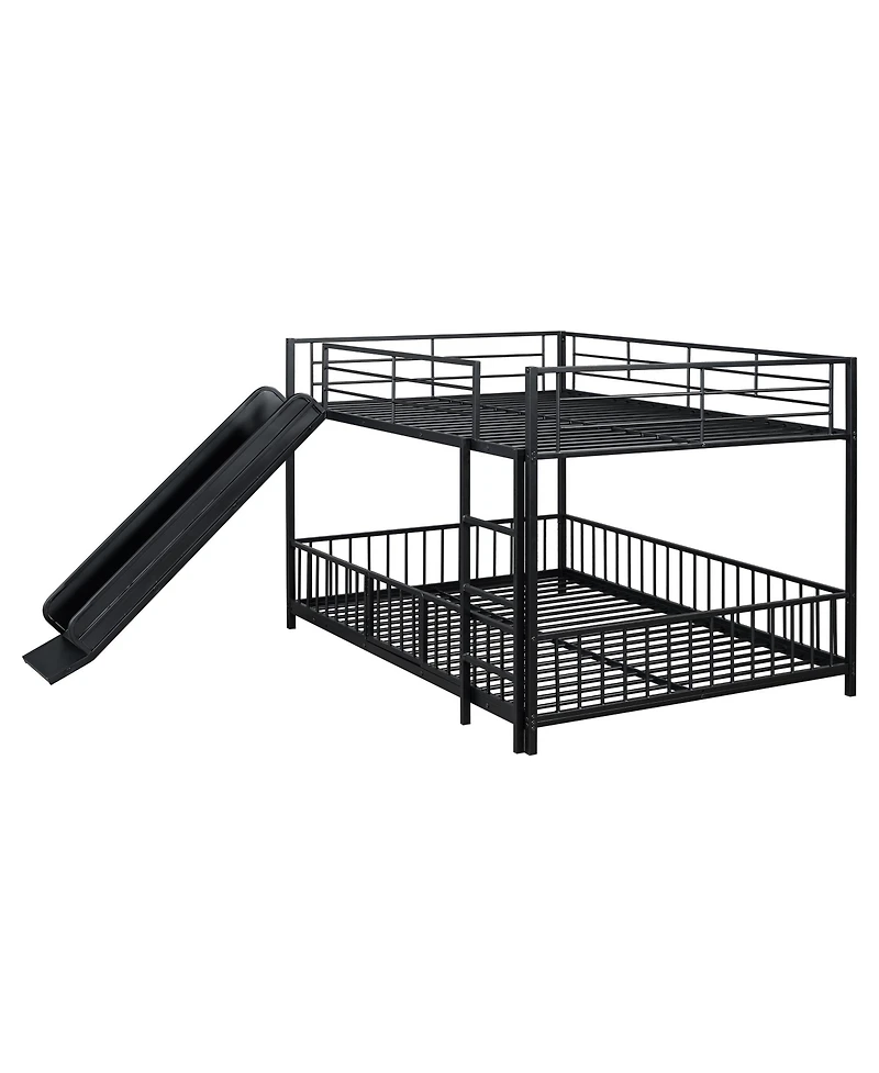 Streamdale Furniture Full Over Full-Size Metal Bunk Bed with Slide and Guardrails