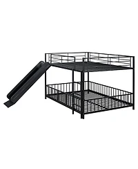 Streamdale Furniture Full Over Full-Size Metal Bunk Bed with Slide and Guardrails