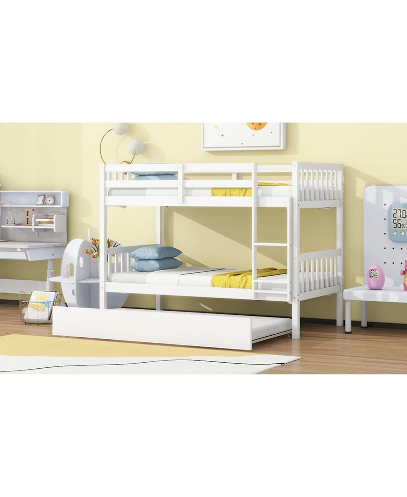 Streamdale Furniture Twin Bunk Bed with Trundle (Convertible into 2 Twins