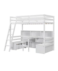 Streamdale Furniture Streamdale Twin Loft Bed with Storage and Desk