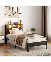 Streamdale Furniture Twin Storage Bed Frame with Headboard, Charging, and Bookcase