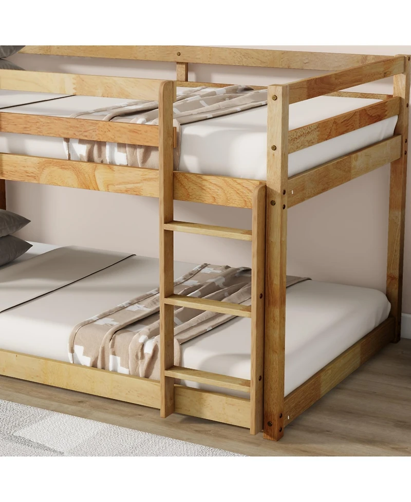 Streamdale Furniture Twin over Twin Solid Wood Loft Bed with Ladder
