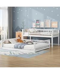 Streamdale Furniture Twin Xl over Queen Bunk Bed with Ladder and Guardrails