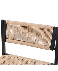 Streamdale Furniture Kitchen Bar Stools with Footrest Set of 2 Paper Rope Weave Dining Chairs Counter Height Barstool