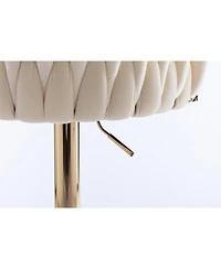 Streamdale Furniture Streamdale Velvet Bar Stools with Gold Legs and Chrome Base, Adjustable Height