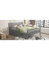 Streamdale Pink Platform Bed with Guardrails and Drawers