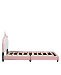 Streamdale Furniture Twin Upholstered Princess Bed with Crown Headboard,Twin Platform Headboard