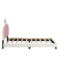 Streamdale Furniture Streamdale Twin size Upholstered Princess Bed With Crown Headboard,Twin Size Platform Bed with Headboard